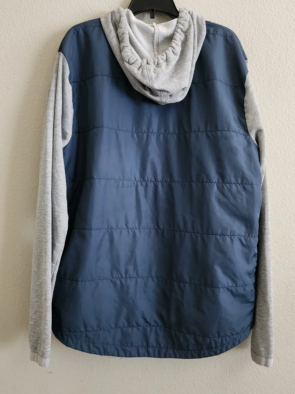 Volcom Men's Quilted Hybrid Hooded Full Zip Jacket Blue Grey Size M